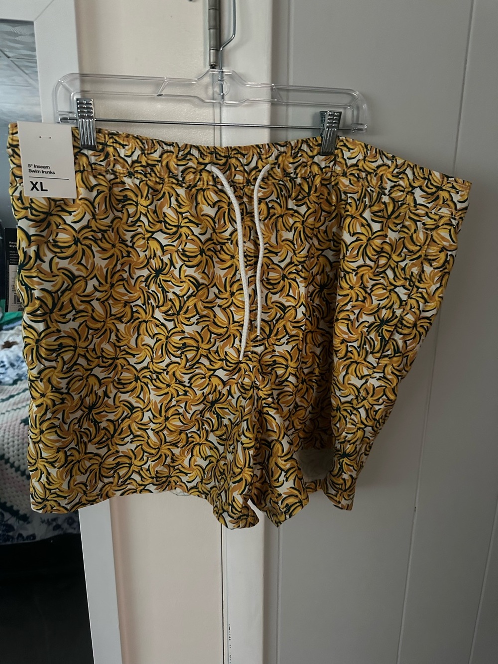 Men's XL Yellow Banana Print Swim Shorts